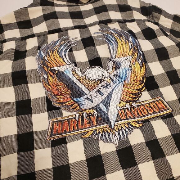 Harley Davidson Plaid Flannel Large Back Hit Biker Moto 2XL Unisex Eagle *Read - Picture 4 of 12
